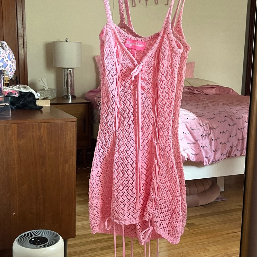 Crochet pink dress